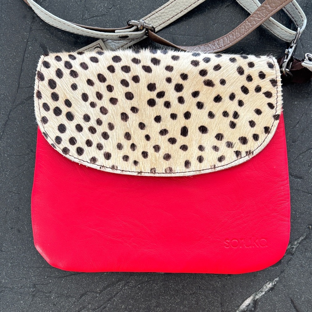 Soruka Red and Animal Print Women's Bag